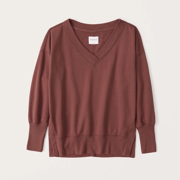 New Split-Hem Tunic V-Neck Sweatshirt small new - Picture 1 of 1